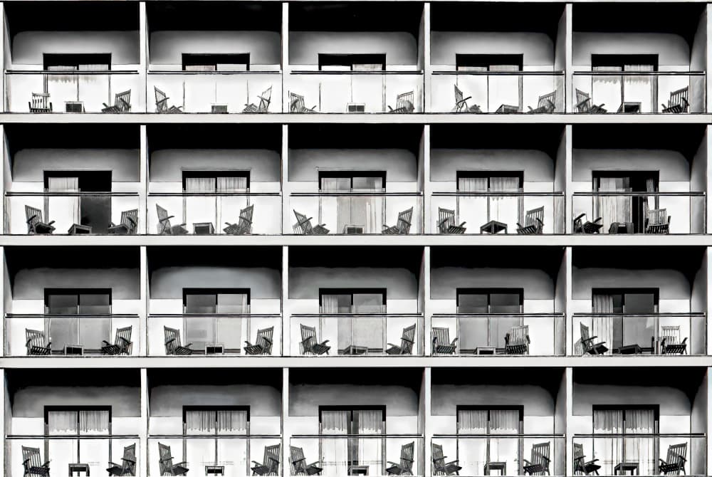 Hotel Balcony Grid by Fernando Abreu — canvas wall art