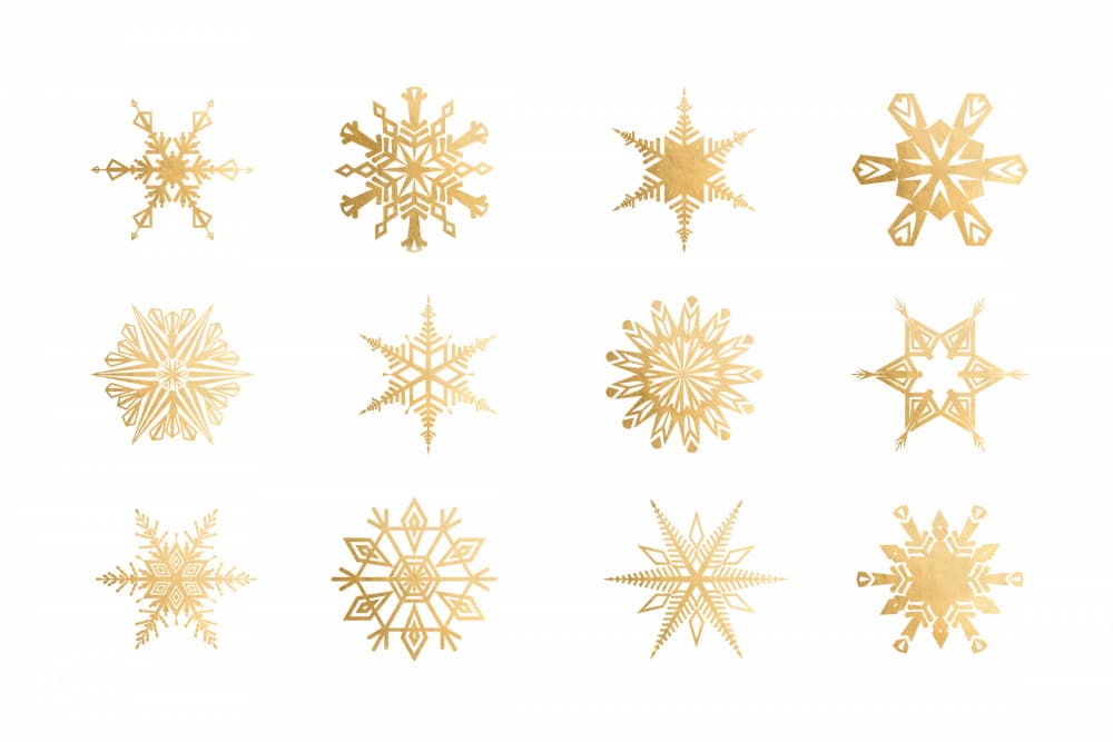 Elegant Gold Snowflakes by Rosana Laiz Blursbyai — canvas wall art