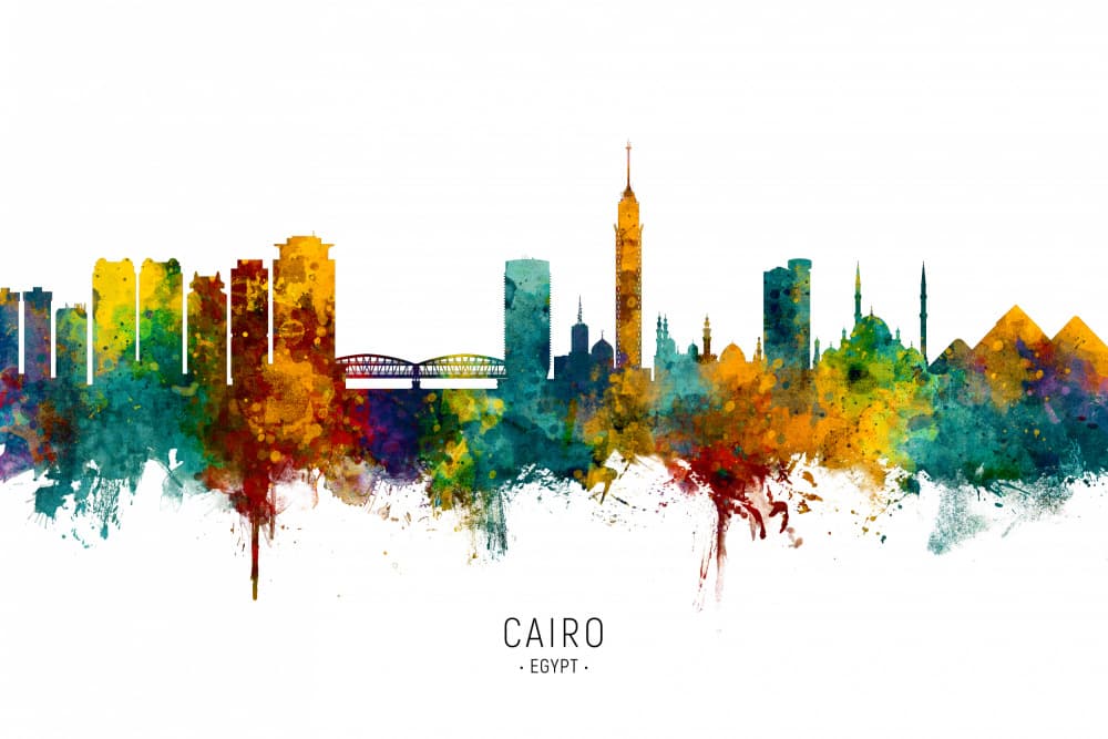 Colorful Cairo Skyline by Michael Tompsett — canvas wall art