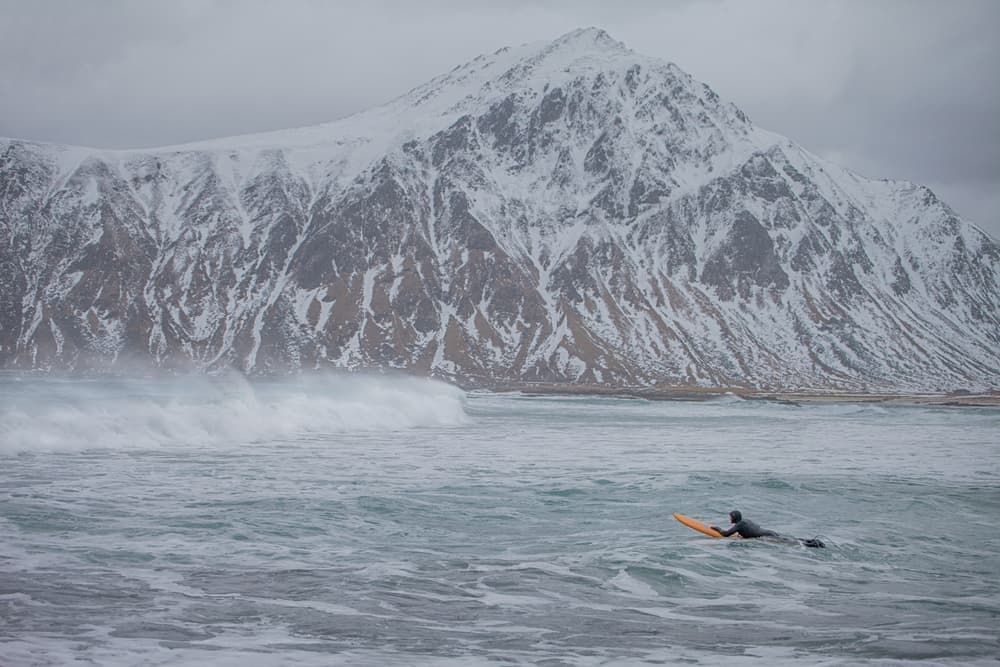 Winter Surfer Snowy Peaks by Peter Svoboda MQEP — canvas wall art