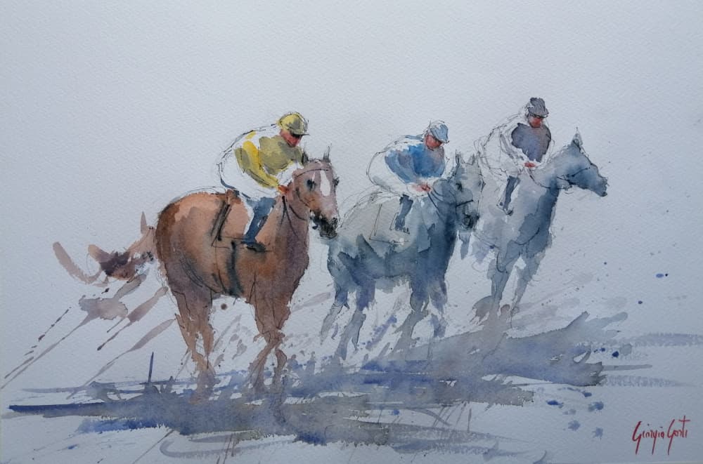 Dynamic Horse Race by Giorgio Gosti — canvas wall art