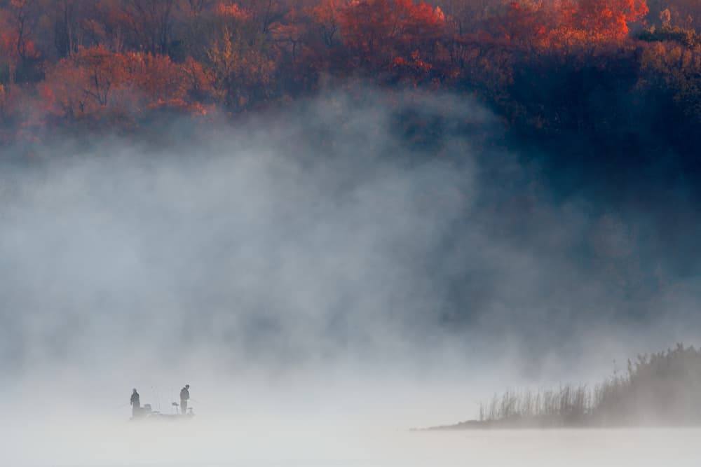 Autumn Lake Morning Mist by 李从军 / Austin Li — canvas wall art