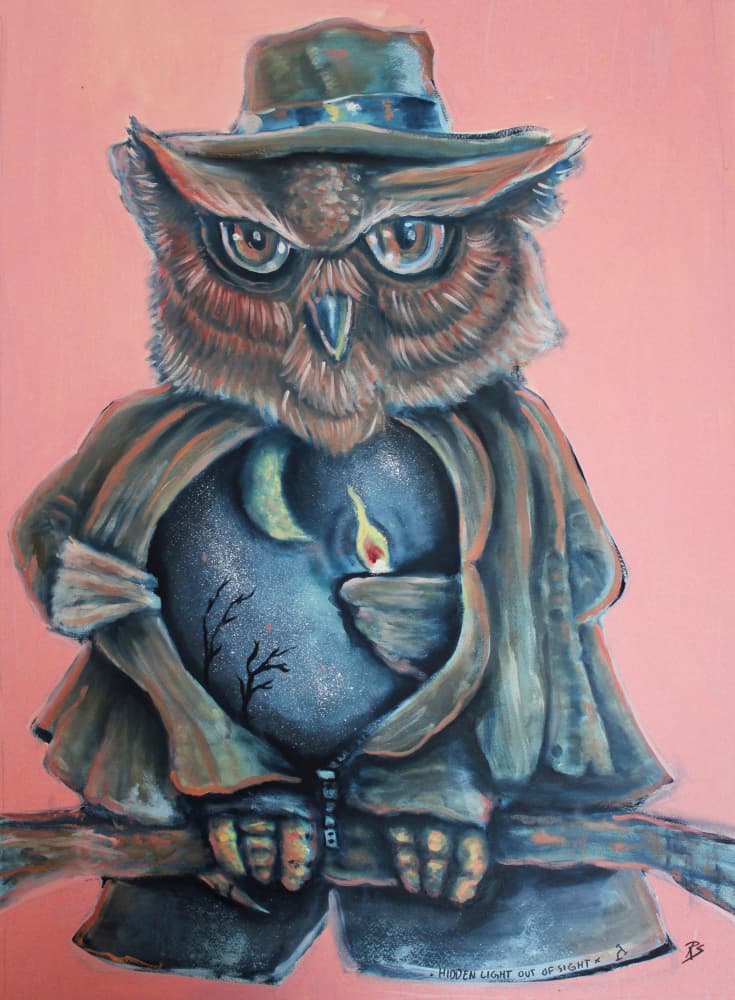 Wise Owl Night Light by Robert Sigaard — canvas wall art