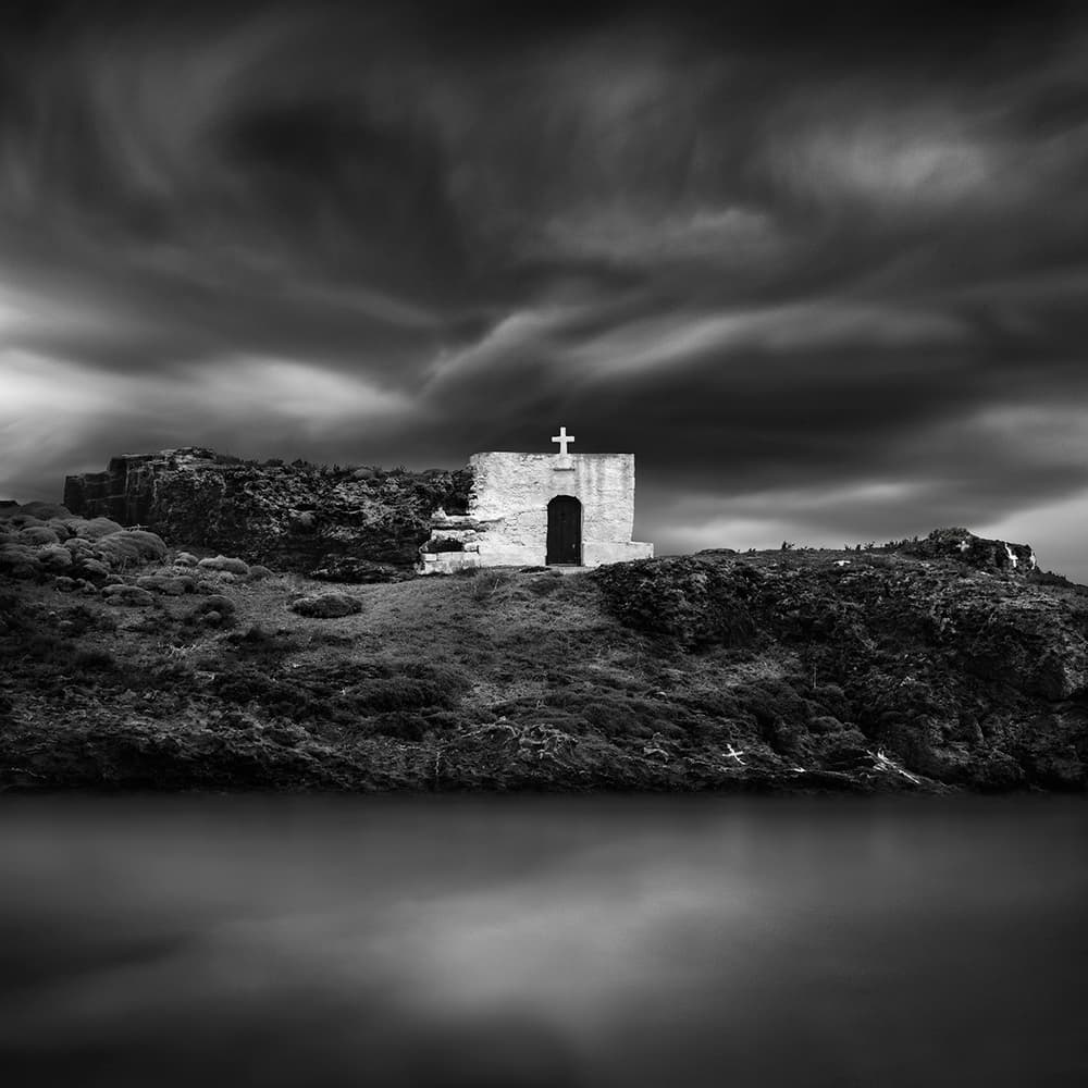Dramatic Coastal Chapel by George Digalakis — canvas wall art