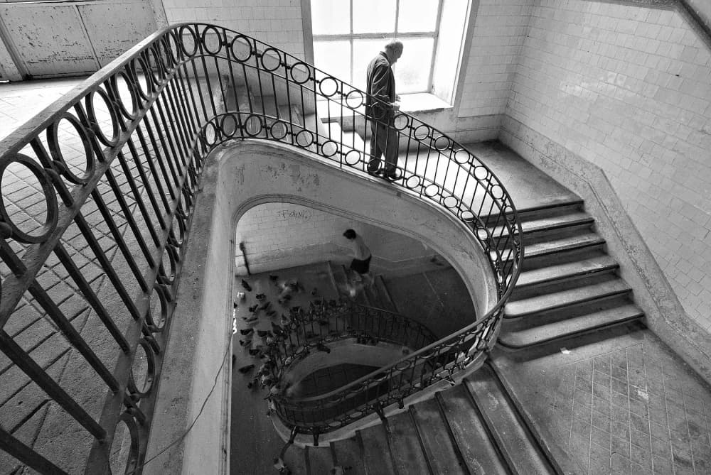 Man on Grand Staircase by Luis Câmara — canvas wall art