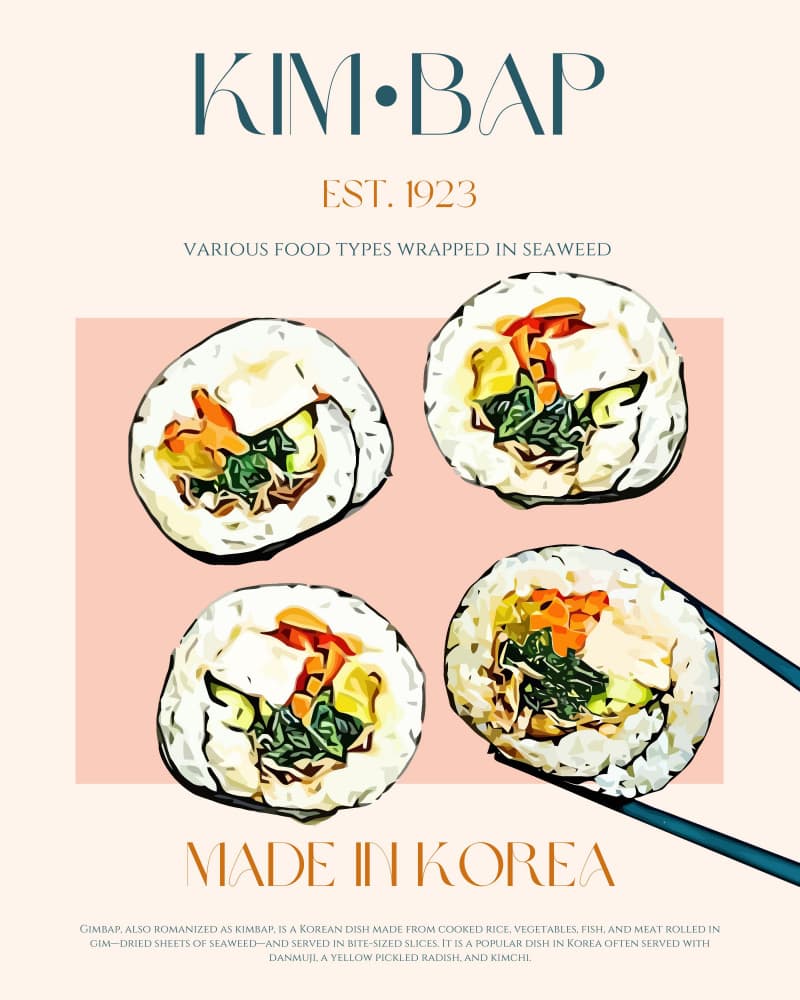 Korean Kimbap Rolls by Nazma Khokhar — canvas wall art