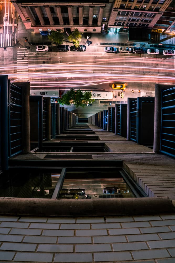Night City Light Trails by Christopher R. Veizaga — canvas wall art