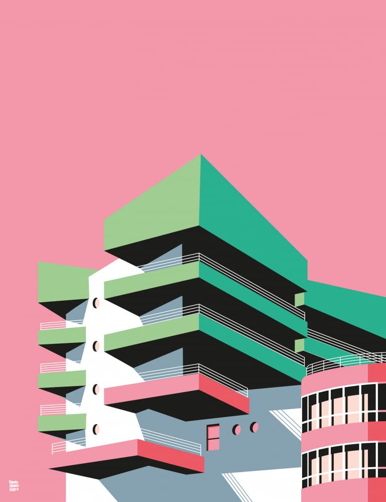 Vibrant Geometric Architecture by Remko Heemskerk — canvas wall art