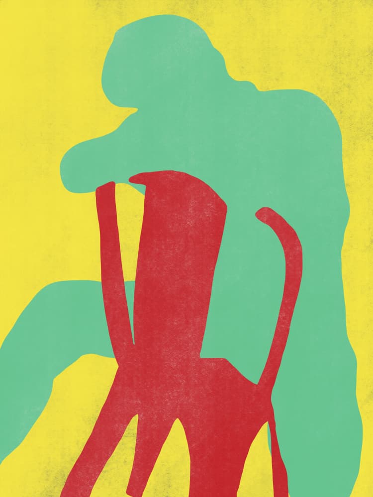 Green Silhouette Red Chair by Little Dean — canvas wall art