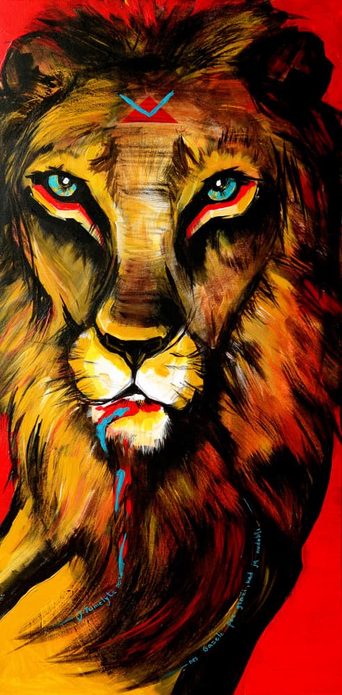 Vibrant Lion Spirit by Julija Belickienė — canvas wall art