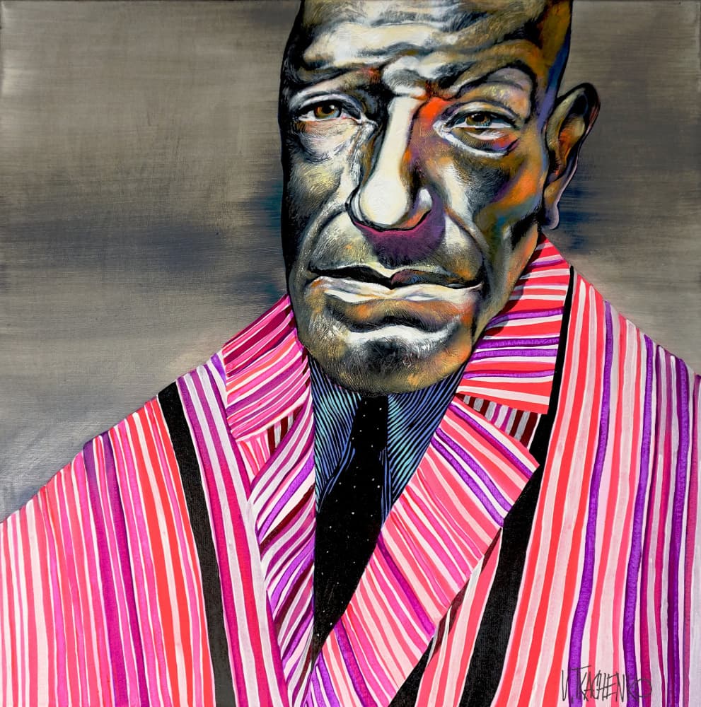 Colorful Striped Man by Victor Tkachenko — canvas wall art