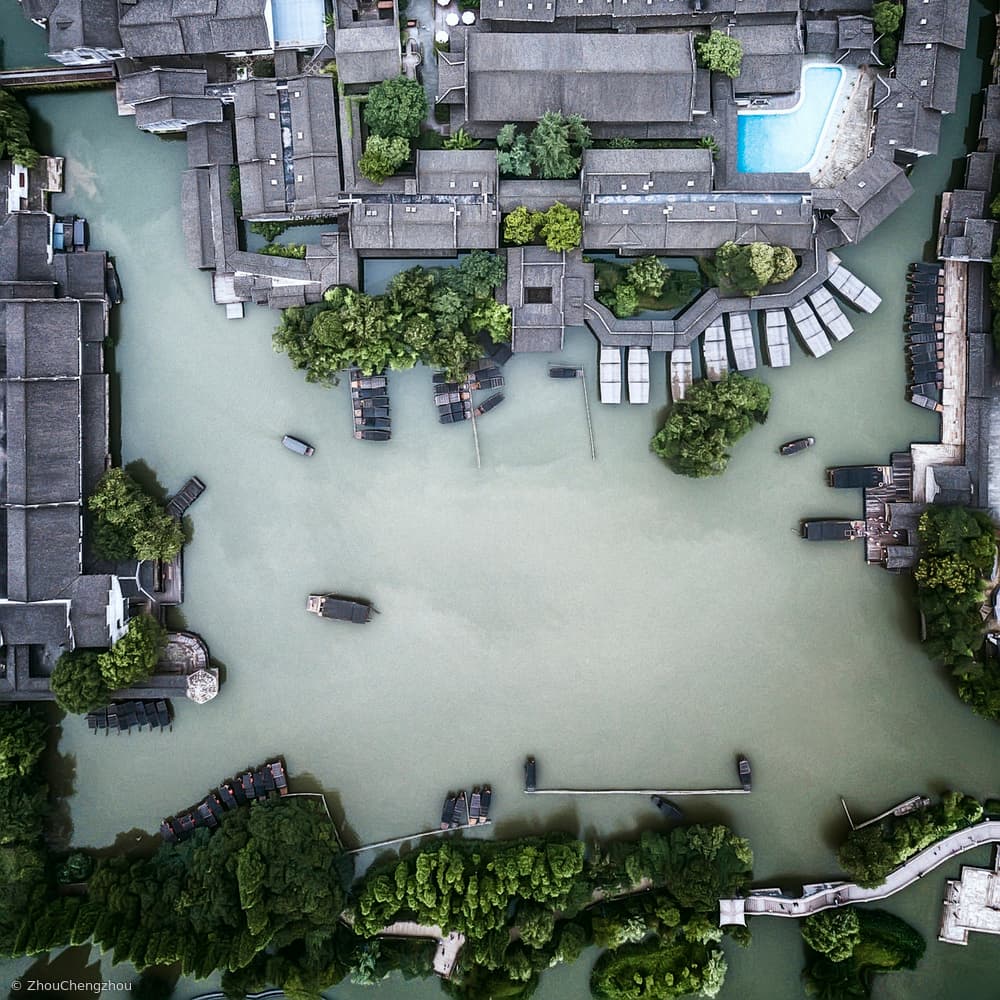 Historic Chinese Water Town by Zhou Chengzhou — canvas wall art