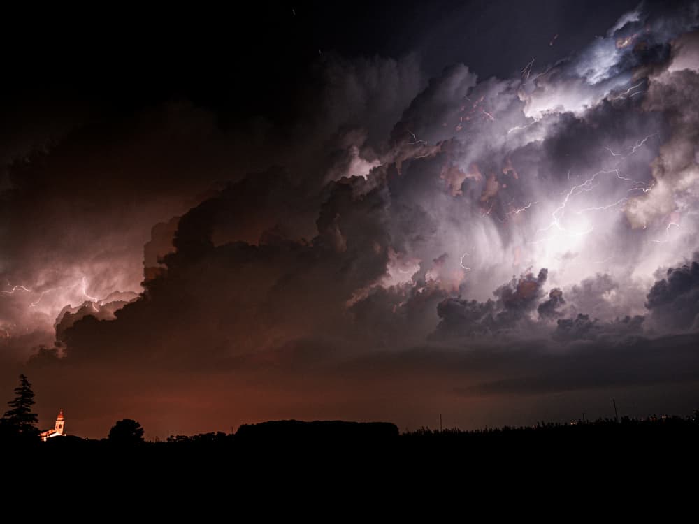 Dramatic Night Thunderstorm by Lorenzo Luca Andriani — canvas wall art