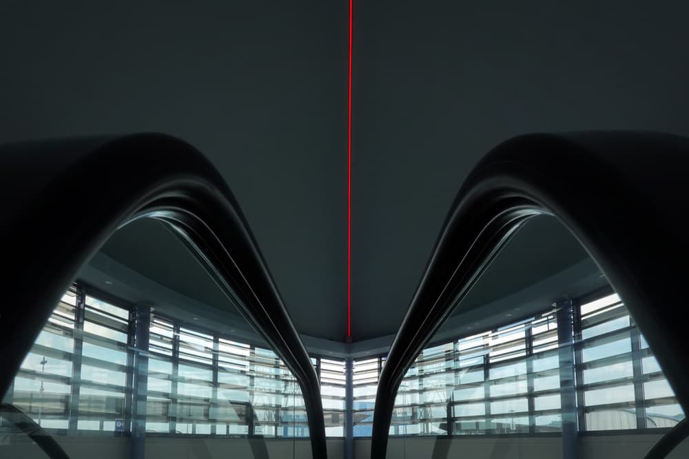 Sleek Curved Escalators by Hans-Wolfgang Hawerkamp — canvas wall art