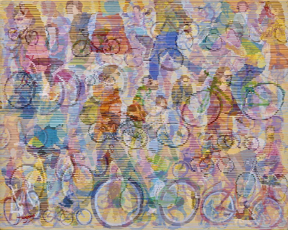 Vibrant Cycling Movement by Jukyong Park — canvas wall art