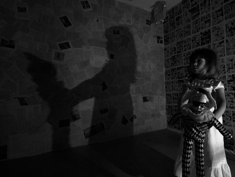 Girl and Her Shadow by mario grobenski - psychodaddy — canvas wall art