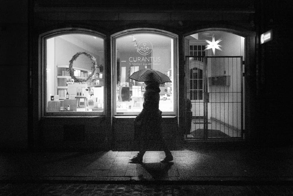 Rainy Night Walk by Adam Dauria ☂ — canvas wall art