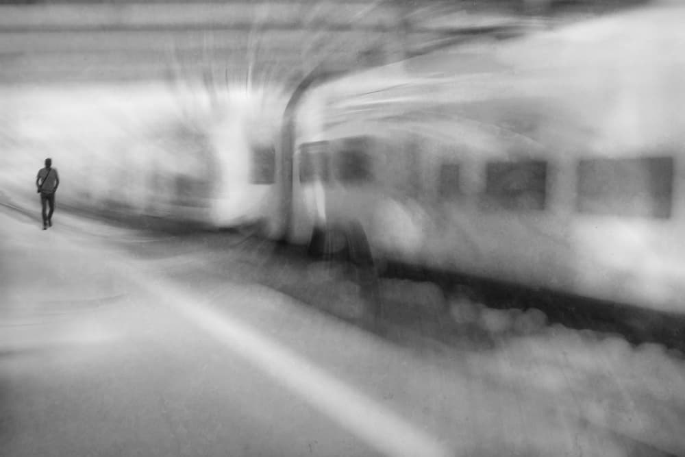 Solitary Train Motion by Roswitha Schleicher-Schwarz — canvas wall art