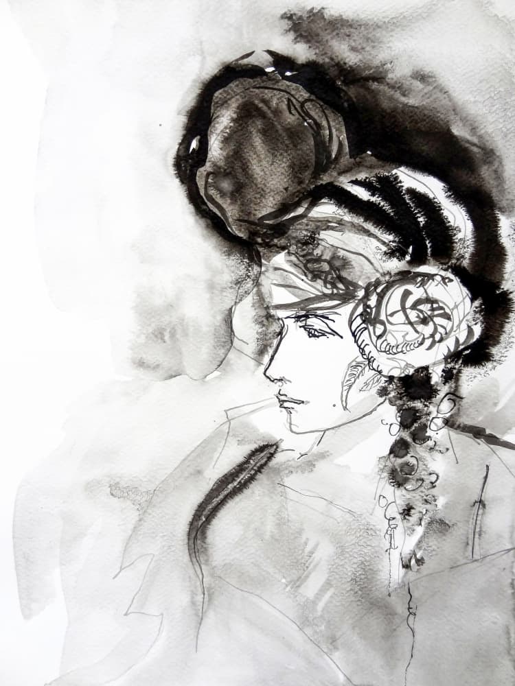 Mysterious Woman Profile by Dora Krincy — canvas wall art