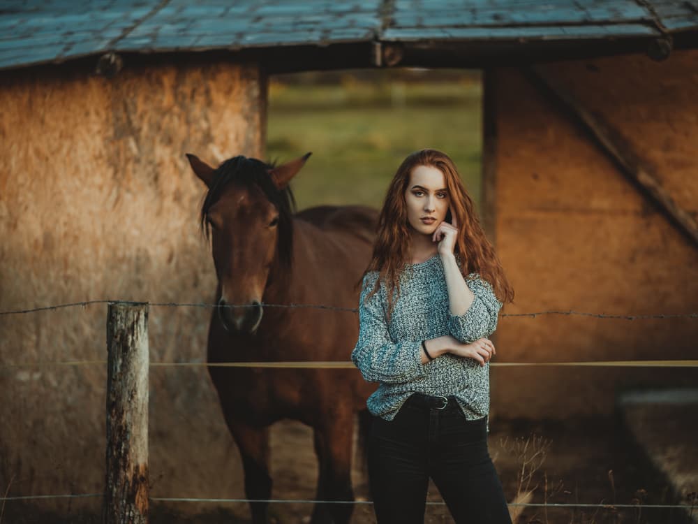 Redhead Woman and Horse by Karol Važan — canvas wall art