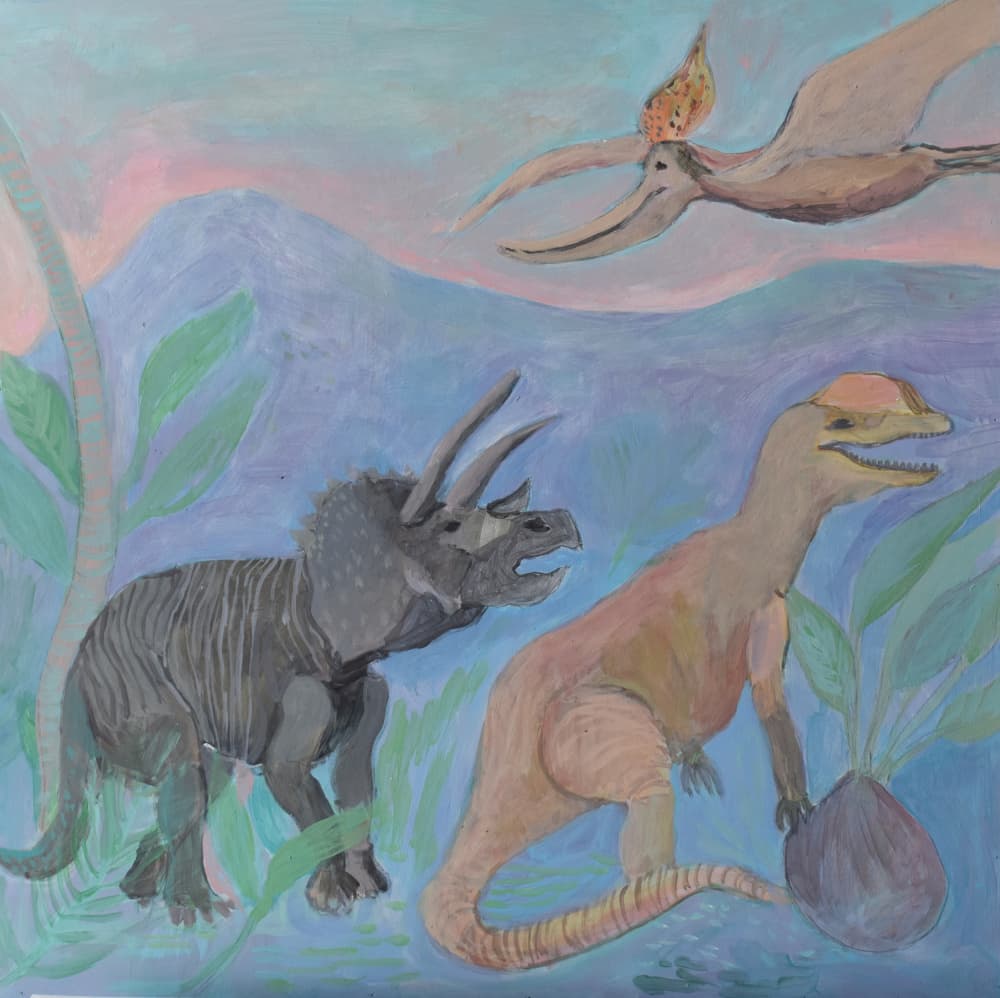 Ancient Jungle Dinosaurs by Iria Fernandez — canvas wall art