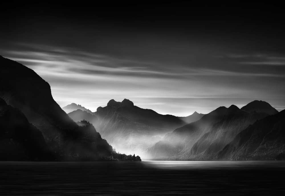 Misty Mountain Lake by Christoph Hessel — canvas wall art