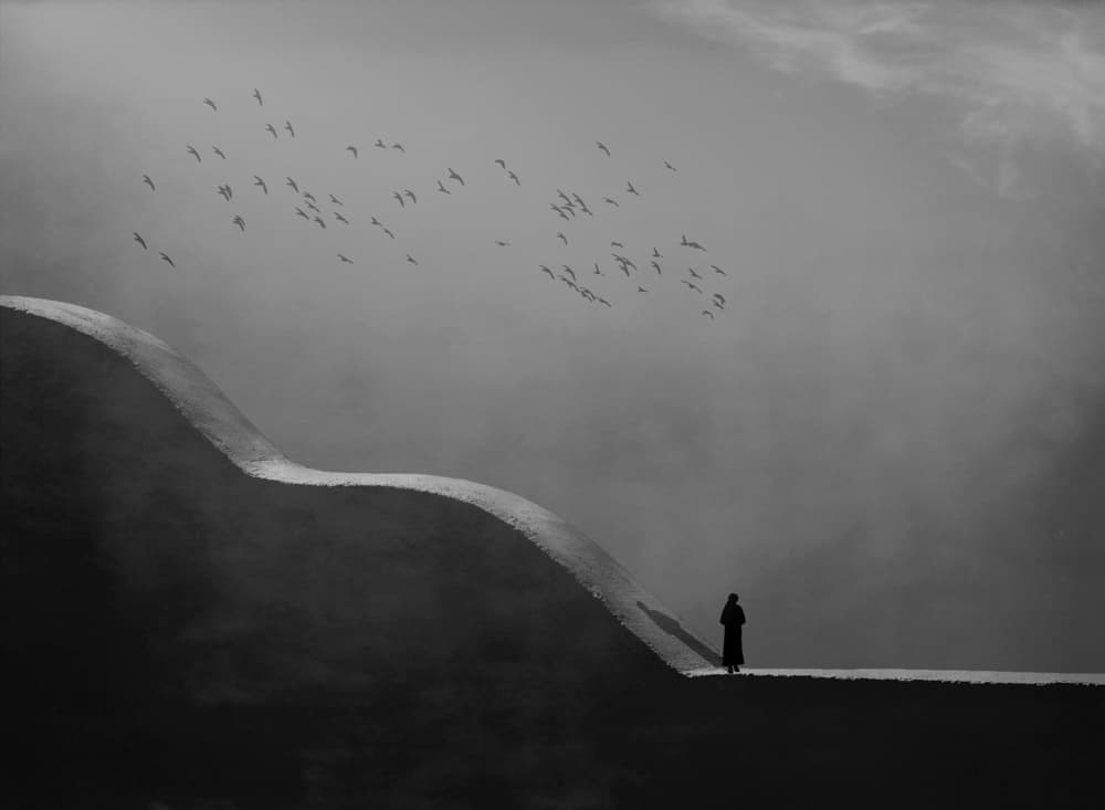 Solitary Figure Winding Path by Roxana Labagnara — canvas wall art