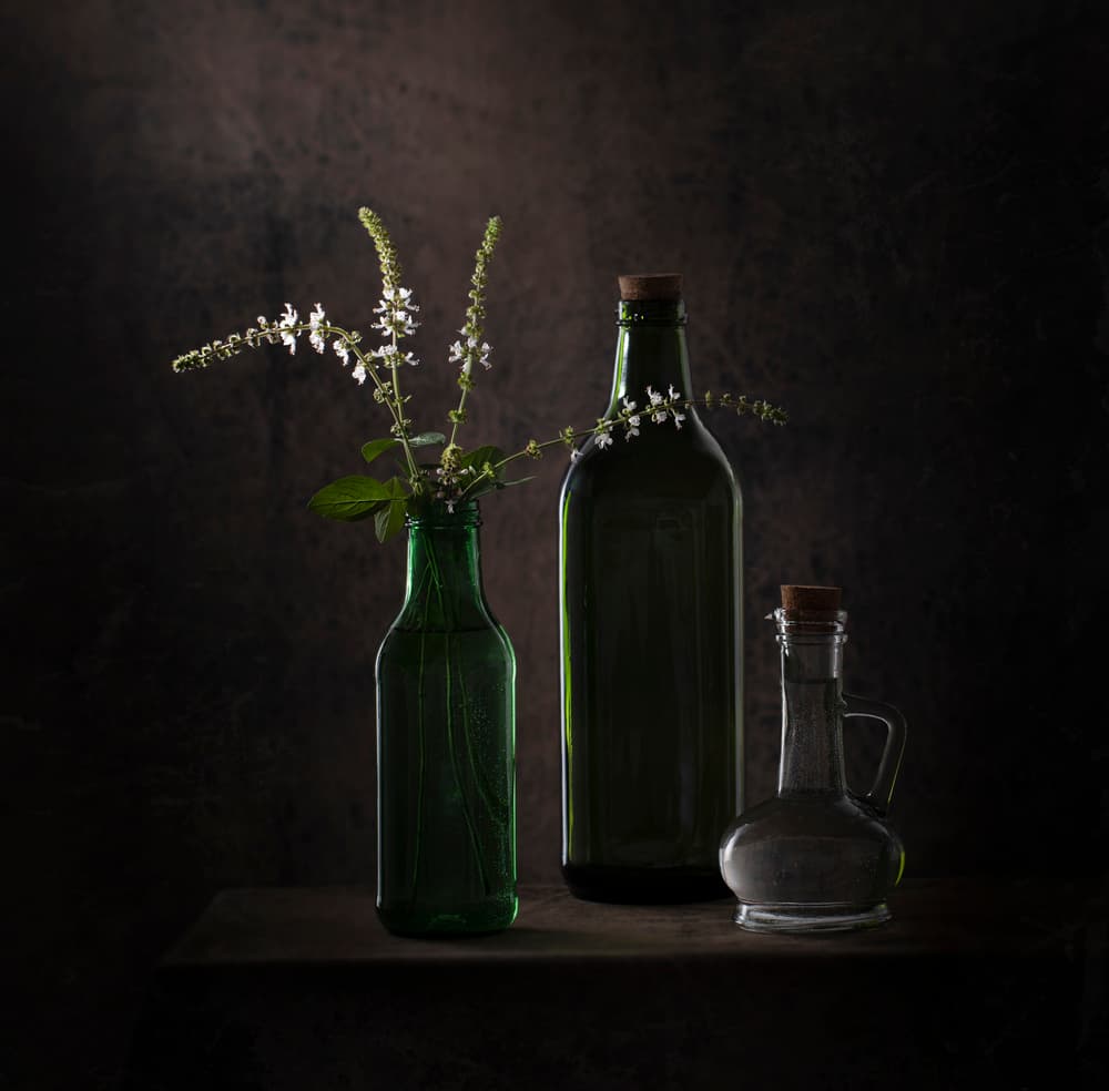 Quiet Green Bottles by Margareth Perfoncio — canvas wall art