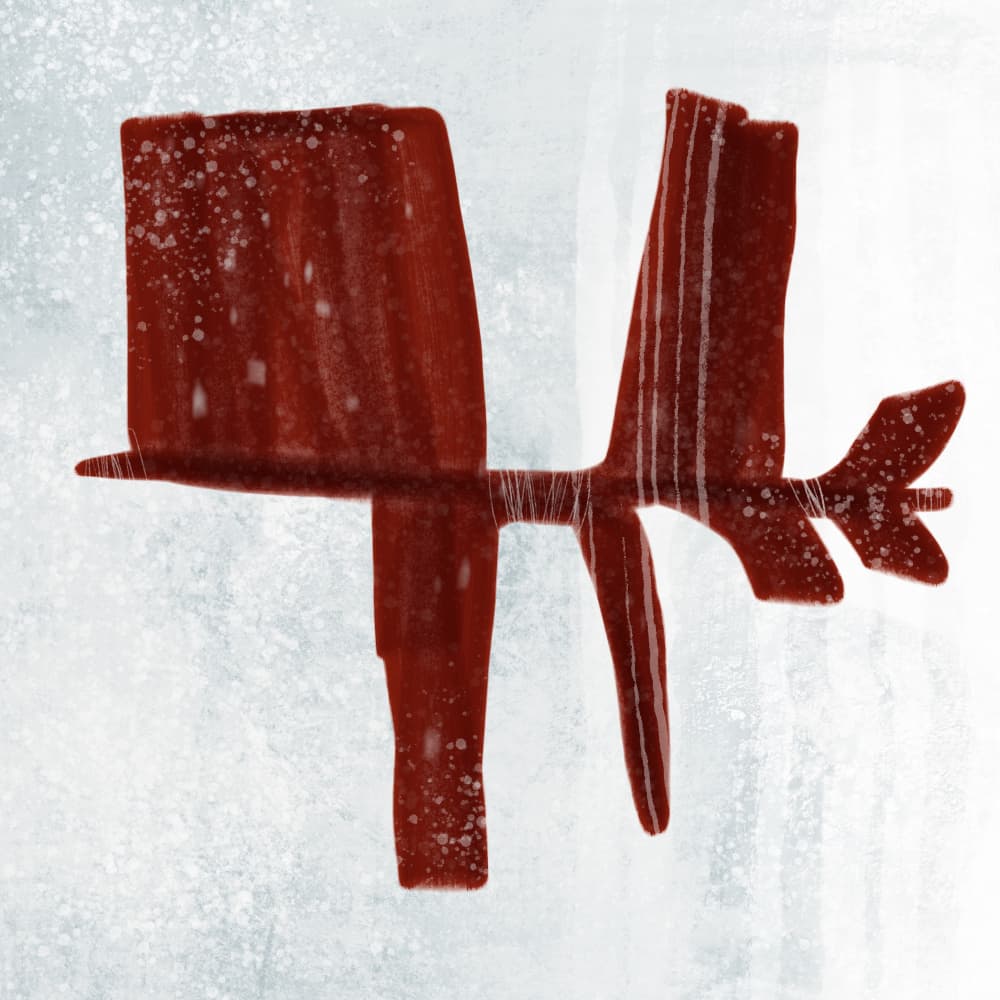 Red Winter Animal by MANSI SAXENA — canvas wall art