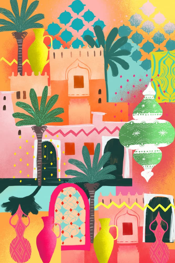 Vibrant Moroccan City by uta krogmann — canvas wall art