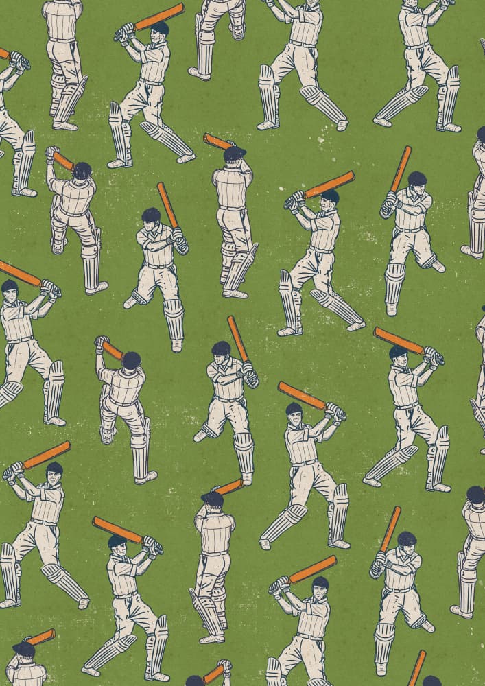 Vintage Cricket Action by Nicholas — canvas wall art
