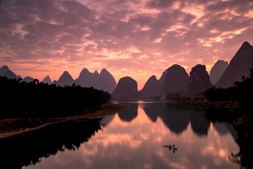 Serene Karst Mountain Sunrise by Jie Jin — canvas wall art