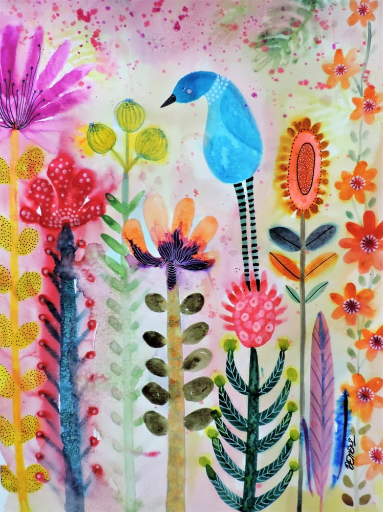 Whimsical Garden Bird by Sylvie Demers — canvas wall art