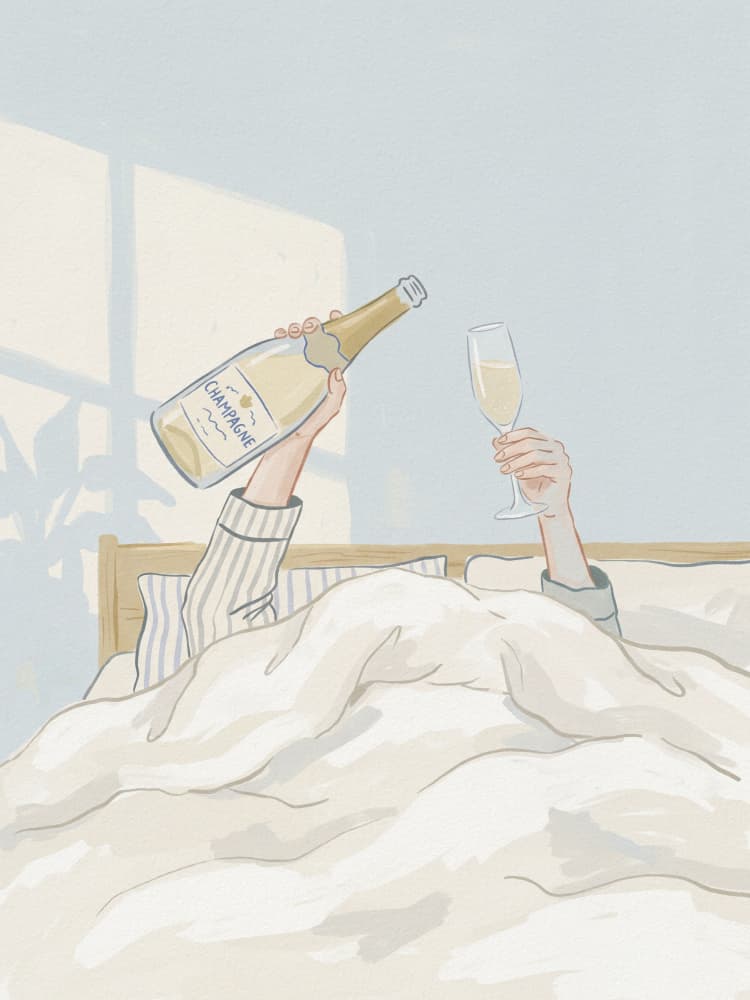 Champagne Morning in Bed by Andreas Magnusson — canvas wall art