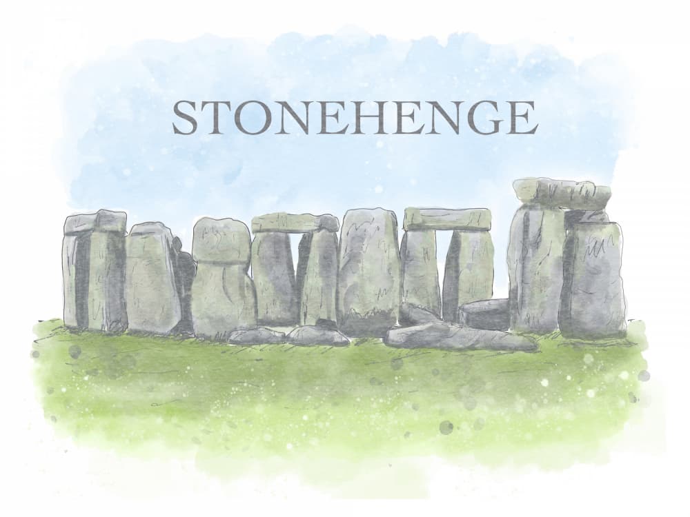 Stonehenge England Watercolor by Aliya Putrus — canvas wall art