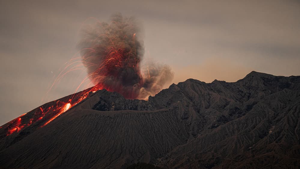 Fiery Volcano Eruption by Takumi Ikeda — canvas wall art