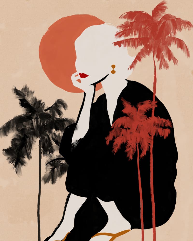 Pensive Desert Palms by CATS AND DOTZ — canvas wall art
