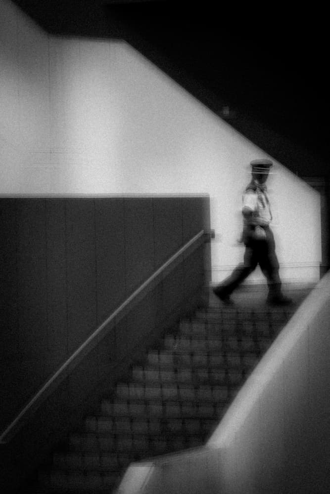 Solitary Figure Descending by HISASHI ISHIKAWA — canvas wall art