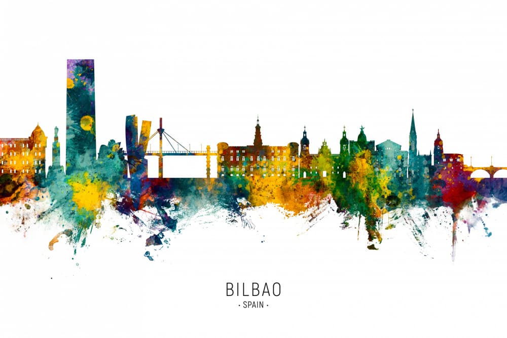 Vibrant Bilbao Skyline by Michael Tompsett — canvas wall art