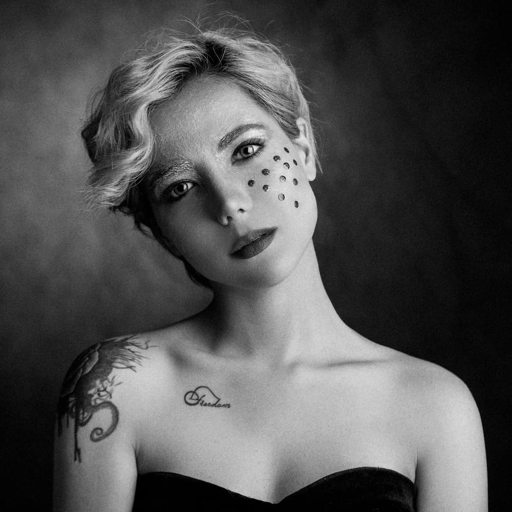 Elegant Portrait Tattoo by Amin Hamidnezhad — canvas wall art