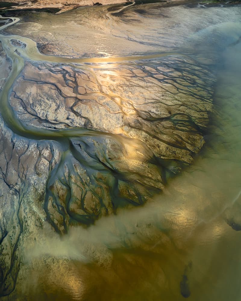 Golden River Delta View by Faisal ALnomas — canvas wall art