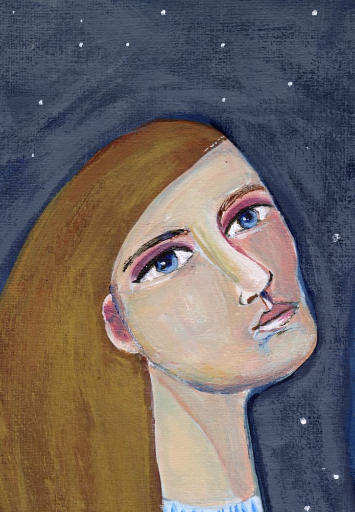 Stargazing Woman by Sharyn Bursic — canvas wall art