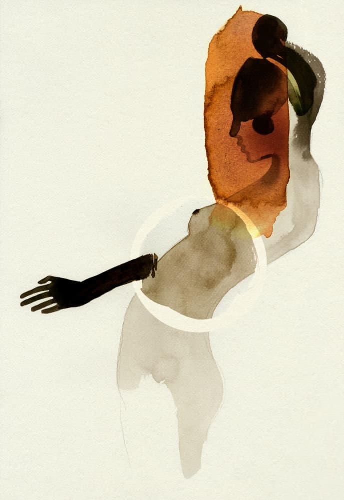 Serene Watercolor Woman by Ekaterina Koroleva — canvas wall art