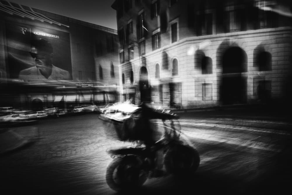 Urban Scooter Ride by Antonio Grambone — canvas wall art