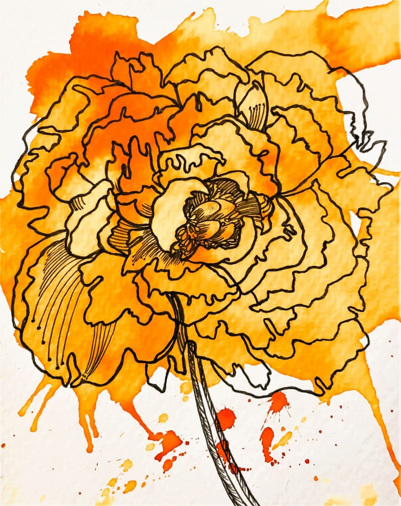 Orange Watercolor Bloom by Anda Bieza — canvas wall art