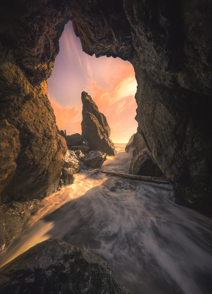 Glowing Sea Cave Arch by Raimondo Restelli — canvas wall art