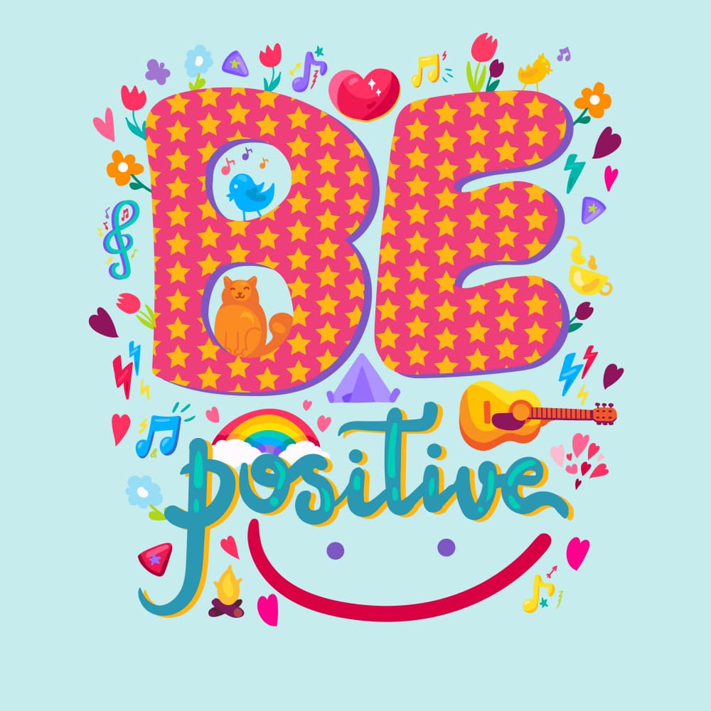 Colorful Be Positive Smile by Marika Barsrsind — canvas wall art