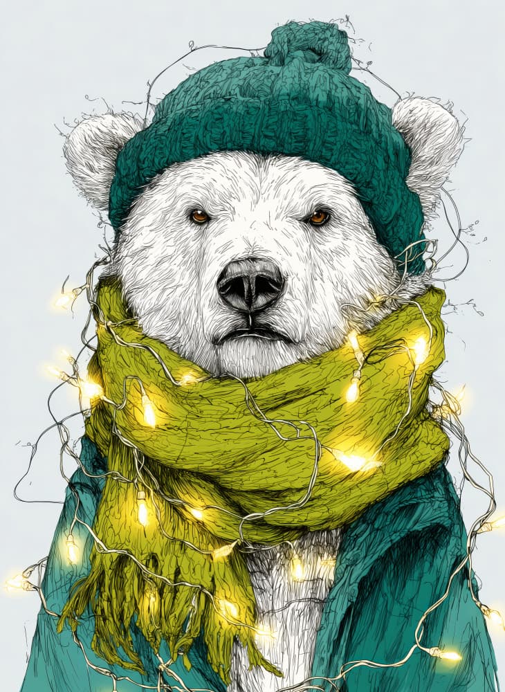 Grumpy Christmas Bear by Justyna Jaszke — canvas wall art