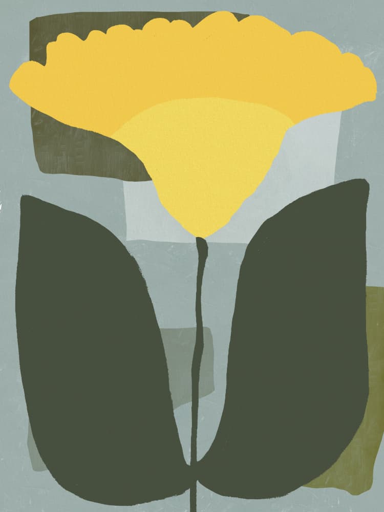 Abstract Yellow Bloom by Little Dean — canvas wall art