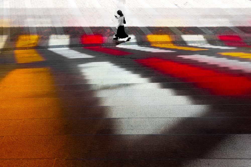 Vibrant Steps Walker by Marc Huybrighs — canvas wall art